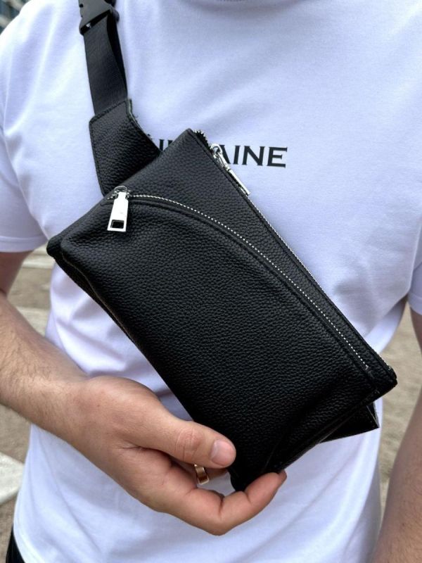 Поясна бананка унісекс Tiding Bag 14х25х8 для телефону та документів TD-54928 чорна