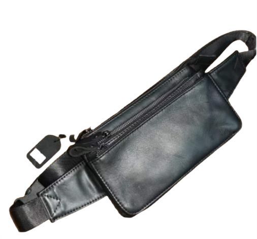 Сумка на пояс з натуральної шкіри чорна Tiding Bag 6800A