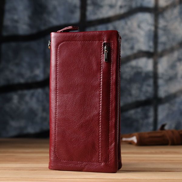 Шкіряний жіночий гаманець-клатч із відділенням під телефон ST Leather 23102 бордовий