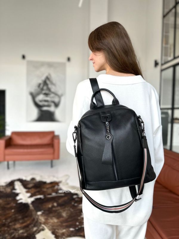 Жіночий рюкзак молодіжний шкіряний міський чорний 73354 Tiding Bag
