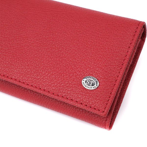 Яскравий вертикальний гаманець із натуральної шкіри ST Leather 23087 червоний