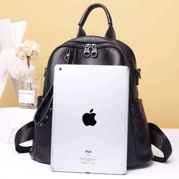 Шкіряний класичний жіночий рюкзак чорний 94083 Tiding Bag