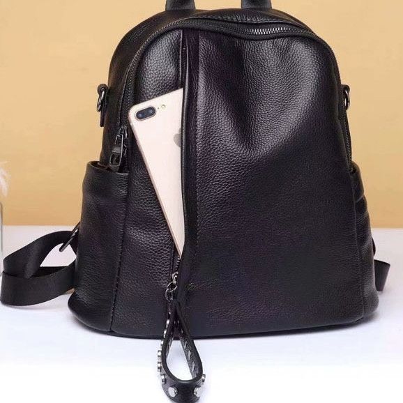 Шкіряний класичний жіночий рюкзак чорний 94083 Tiding Bag