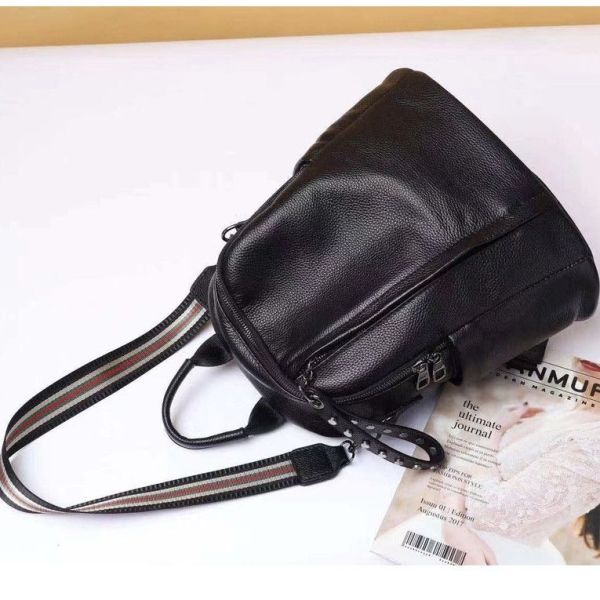 Шкіряний класичний жіночий рюкзак чорний 94083 Tiding Bag