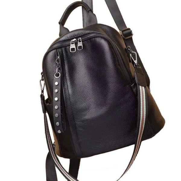 Шкіряний класичний жіночий рюкзак чорний 94083 Tiding Bag