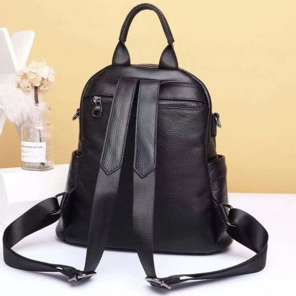 Шкіряний класичний жіночий рюкзак чорний 94083 Tiding Bag