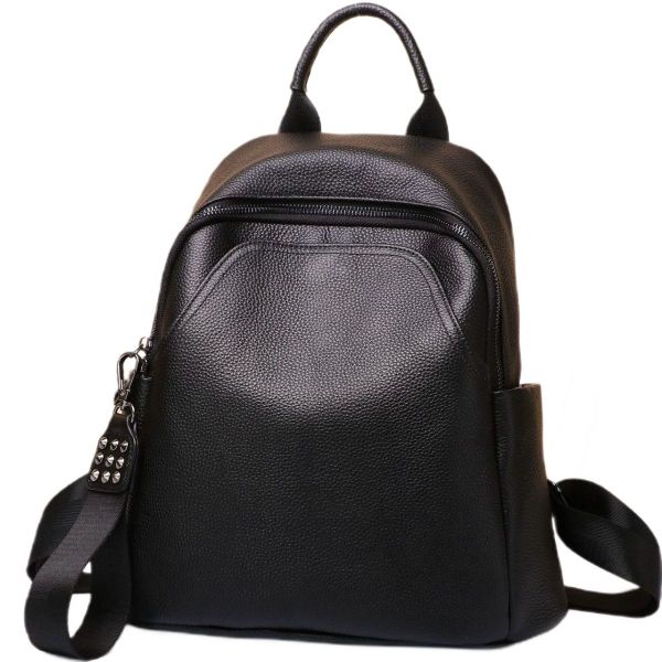Жіночий класичний шкіряний рюкзак чорний міського типу 85378 Tiding Bag