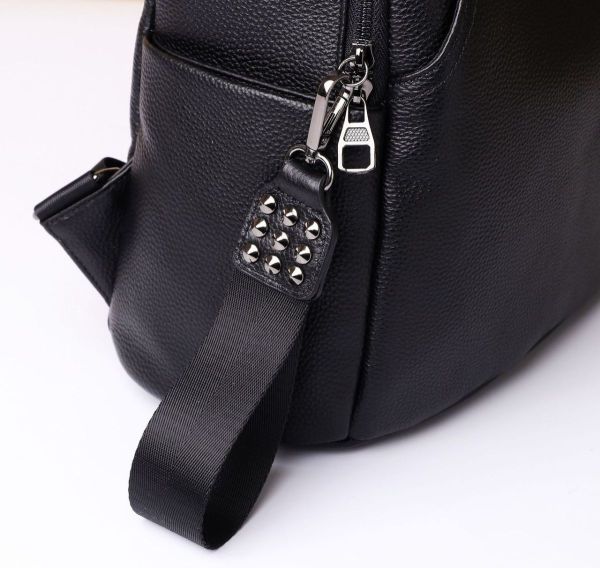 Жіночий класичний шкіряний рюкзак чорний міського типу 85378 Tiding Bag