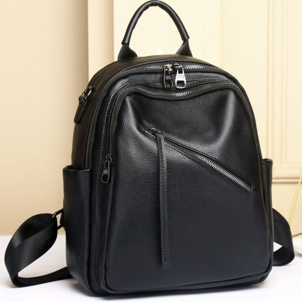 Стильний жіночий шкіряний рюкзак чорний міський 51124 Tiding Bag