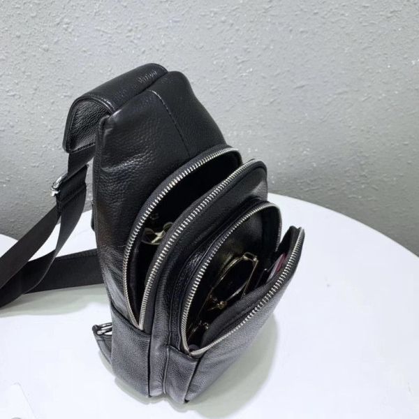 Слінг шкіряний чоловічий на плече18х32х8 для студента TIDING BAG TH-73583 чорний