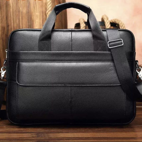 Чоловіча шкіряна сумка для ноутбука та документів чорна Tiding Bag RD-23134