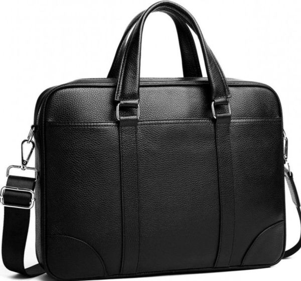 Шкіряна чоловіча сумка для документів та ноутбука чорна SL-21511 Tiding Bag