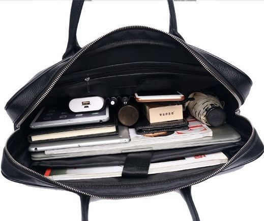 Шкіряна чоловіча сумка-портфель для ноутбука Tiding Bag M364A чорна