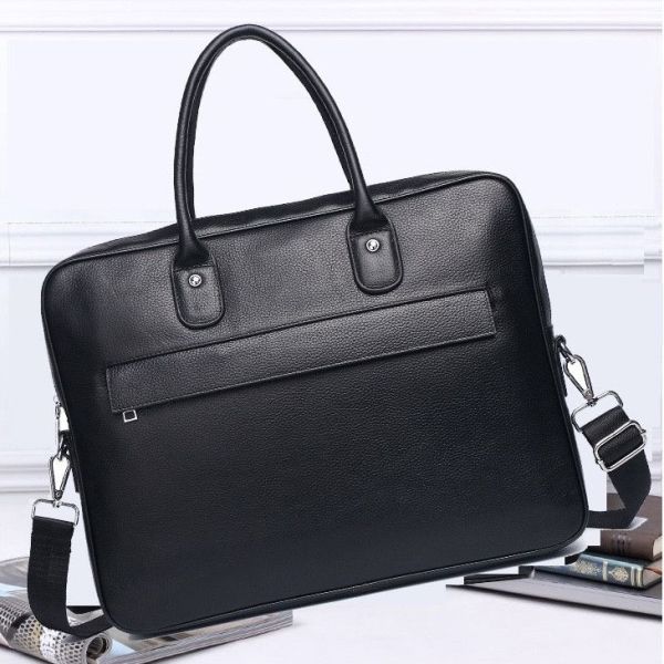 Шкіряна чоловіча сумка-портфель для ноутбука Tiding Bag M364A чорна