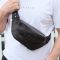 Чоловіча шкіряна нагрудна сумка-бананка для телефону 14х29х8 Tiding Bag 70101 чорна