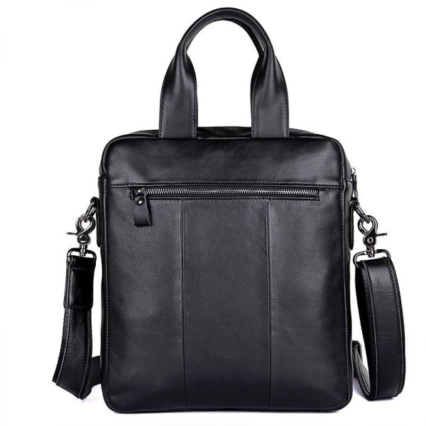 Вертикальна чоловіча сумка через плече шкіряна Tiding Bag 7266A чорна