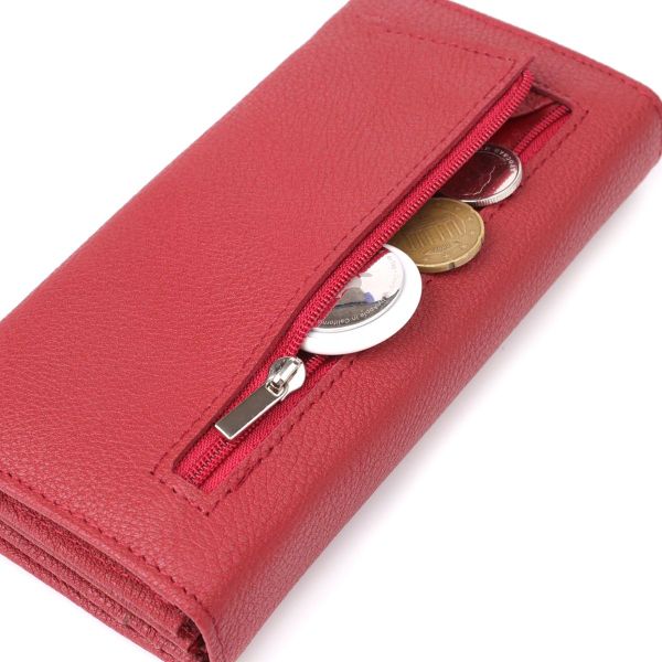 Яскравий вертикальний гаманець із натуральної шкіри ST Leather 23087 червоний