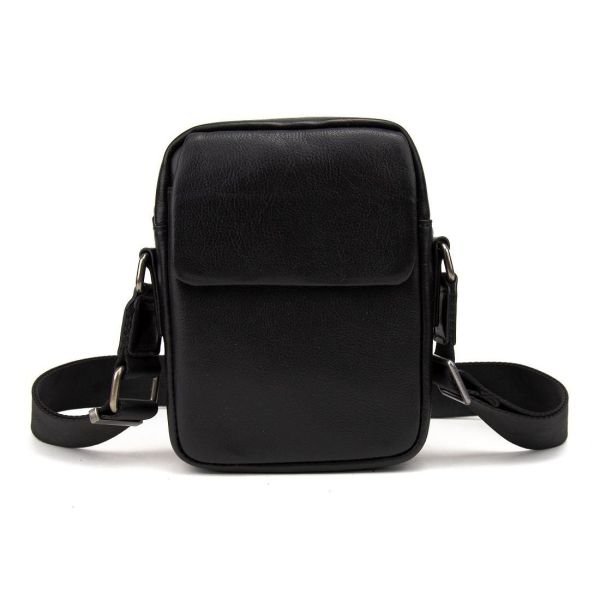 Чоловіча міні-сумка через плече шкіряна Tiding Bag 8019A чорна
