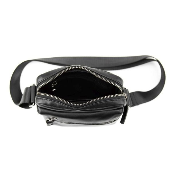 Месенджер в гладкій шкірі чорний Tiding Bag 8718A чорний