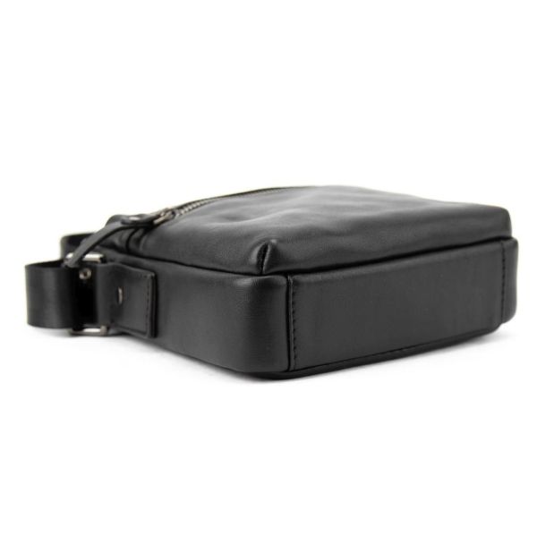 Месенджер в гладкій шкірі чорний Tiding Bag 8718A чорний