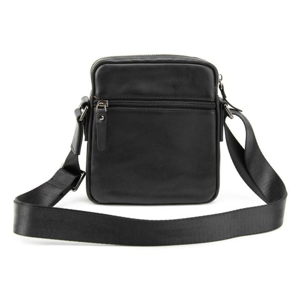 Месенджер в гладкій шкірі чорний Tiding Bag 8718A чорний