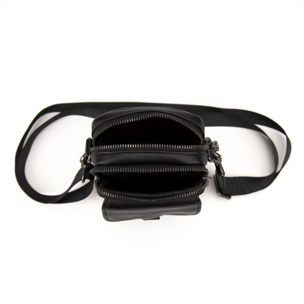 Чоловіча міні-сумка через плече шкіряна Tiding Bag 8899A чорна