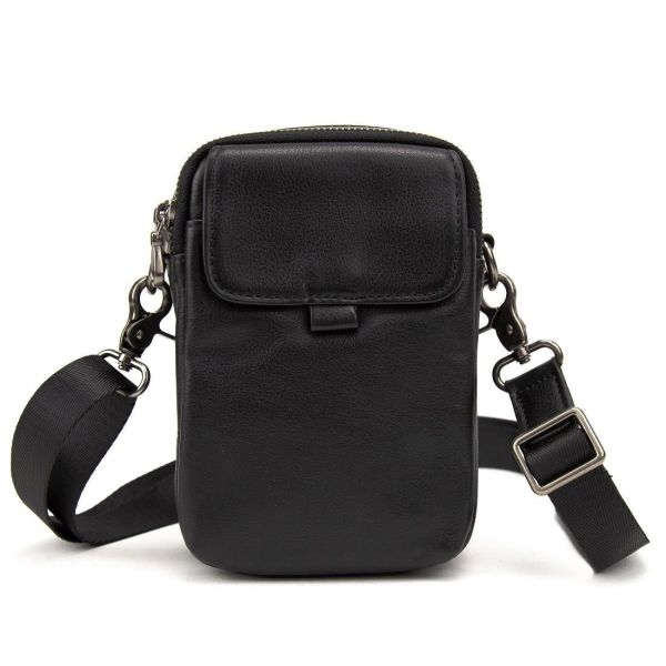 Чоловіча міні-сумка через плече шкіряна Tiding Bag 8899A чорна