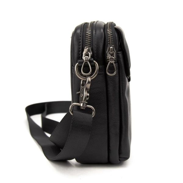Чоловіча міні-сумка через плече шкіряна Tiding Bag 8899A чорна