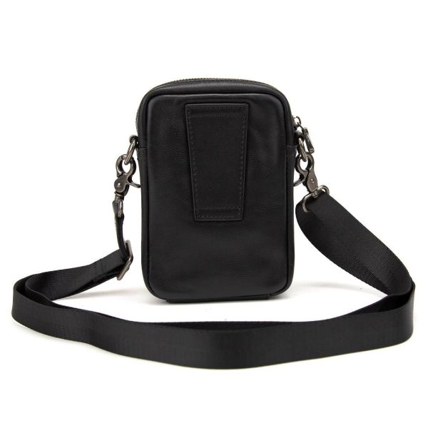Чоловіча міні-сумка через плече шкіряна Tiding Bag 8899A чорна