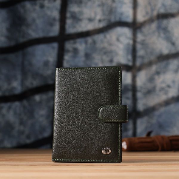 Оригінальна обкладинка на документи унісекс із натуральної шкіри ST Leather 23119 зелена