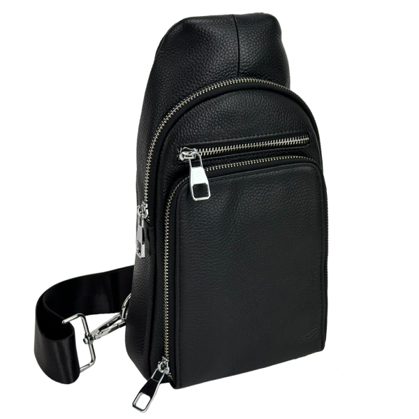 Чоловічий шкіряний чорний слінг Tiding Bag A25F-250117A чорний