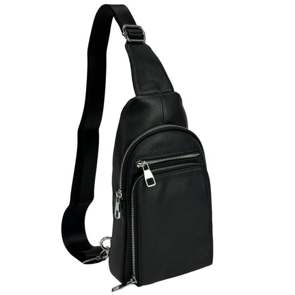 Чоловічий шкіряний чорний слінг Tiding Bag A25F-250117A чорний