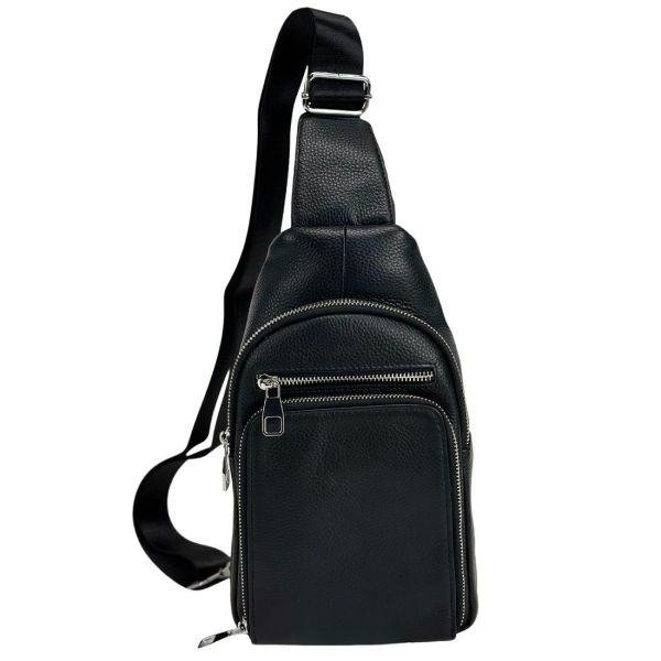 Чоловічий шкіряний чорний слінг Tiding Bag A25F-250117A чорний
