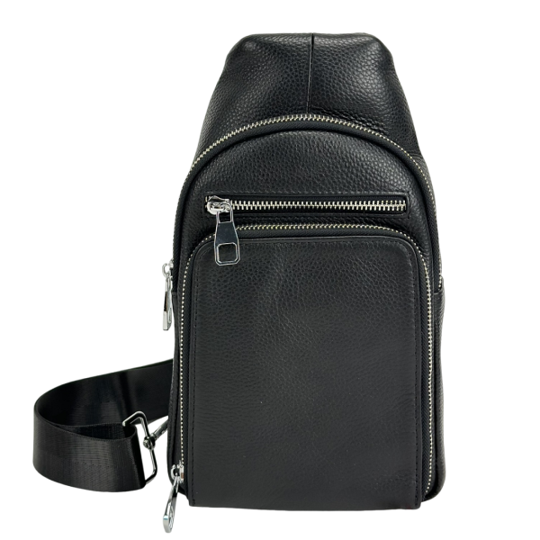 Чоловічий шкіряний чорний слінг Tiding Bag A25F-250117A чорний