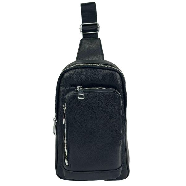 Шкіряний чорний слінг через плече Tiding Bag A25F-250131A чорний