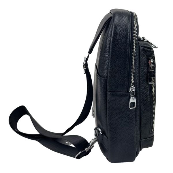 Шкіряний чорний слінг через плече Tiding Bag A25F-250131A чорний
