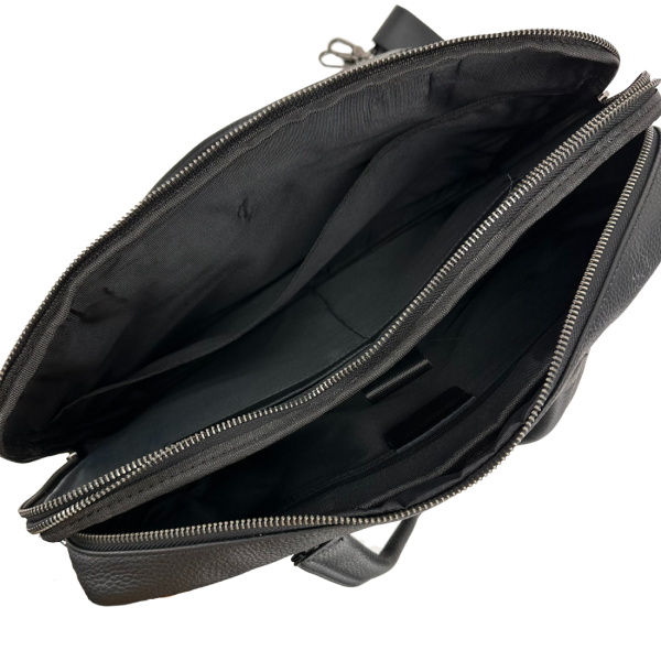 Чоловіча шкіряна сумка для документів на два відділи Tiding Bag A25F-252311A чорна