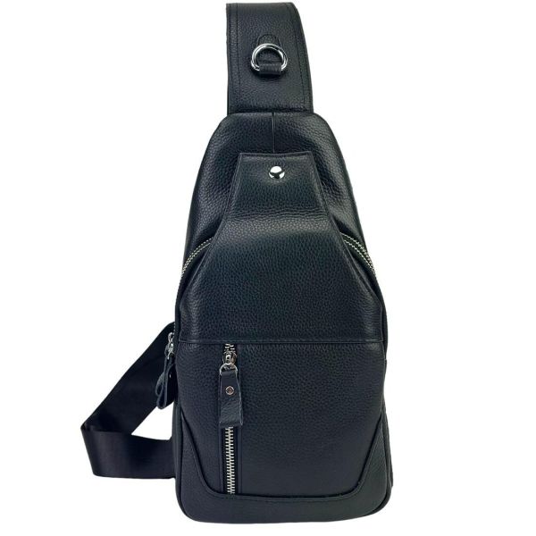 Шкіряний чорний слінг через плече Tiding Bag A25F-6809-1A чорний