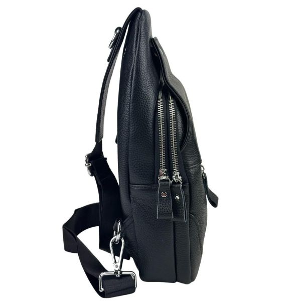 Шкіряний чорний слінг через плече Tiding Bag A25F-6809-1A чорний