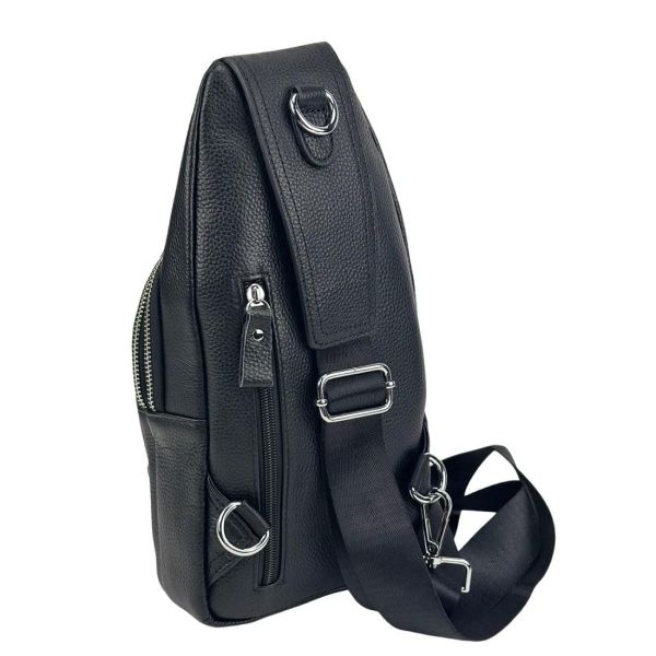Шкіряний чорний слінг через плече Tiding Bag A25F-6809-1A чорний