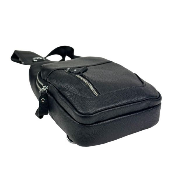 Шкіряний чорний слінг через плече Tiding Bag A25F-6809-1A чорний