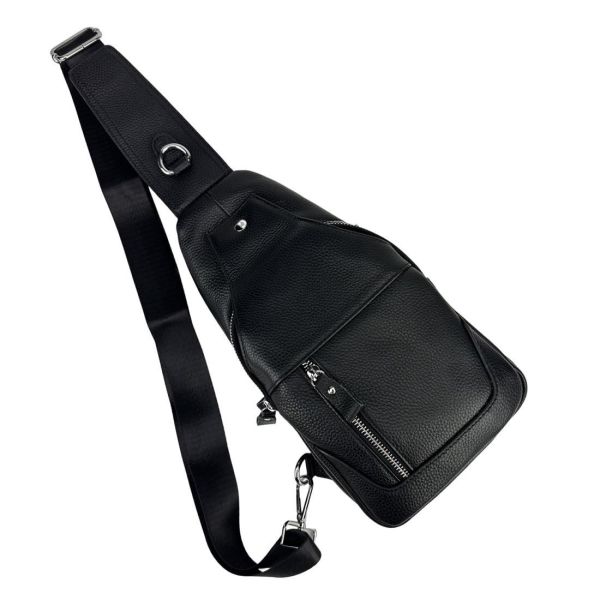 Шкіряний чорний слінг через плече Tiding Bag A25F-6809-1A чорний