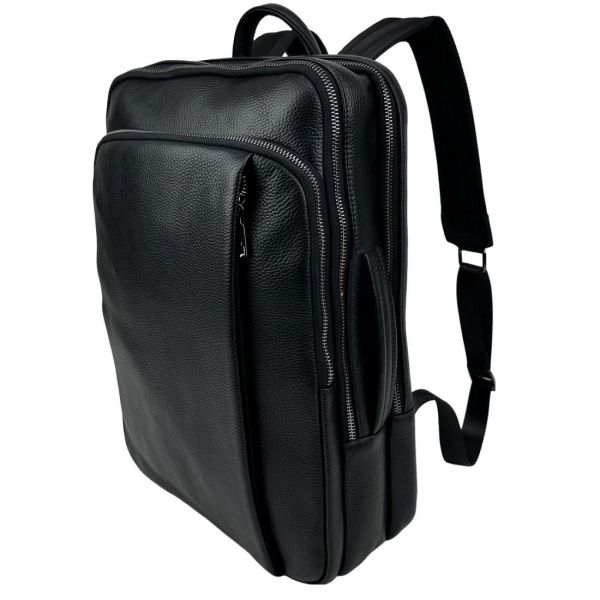 Шкіряний чорний рюкзак Tiding Bag A25F-8528A