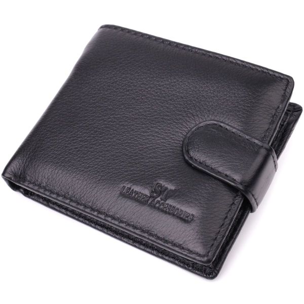 Гаманець для чоловіків зручного розміру з натуральної шкіри ST Leather 22463 чорний
