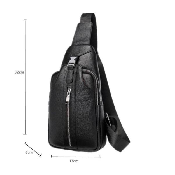 Сумка-слінг чорна шкіряна Tiding Bag F-A25F-5003A