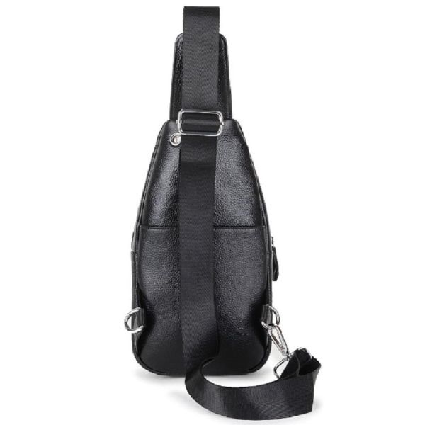 Шкіряний чорний слінг на два відділи Tiding Bag FL-A25F-8803A