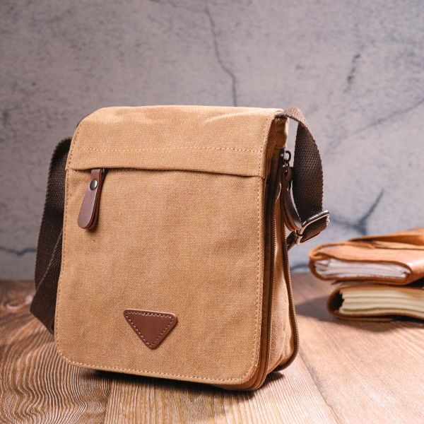 Функціональна чоловіча сумка з текстилю 21268 Vintage коричнева