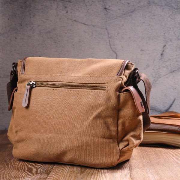 Функциональная мужская сумка с клапаном из текстиля 21249 Vintage коричневая