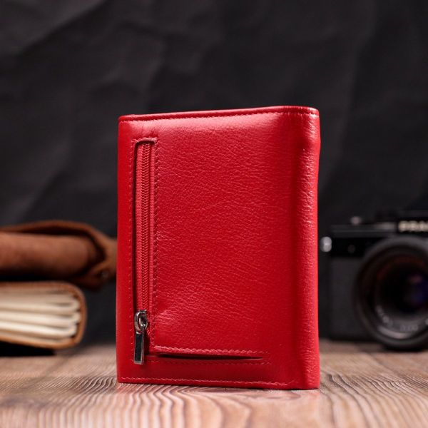 Яскравий жіночий гаманець із монетницею із натуральної шкіри ST Leather 19482 червоний