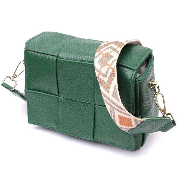 Компактна вечірня сумка для жінок з палітурками з натуральної шкіри Vintage 22312 зелена